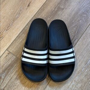 Adidas Black and White Slide Sandals
